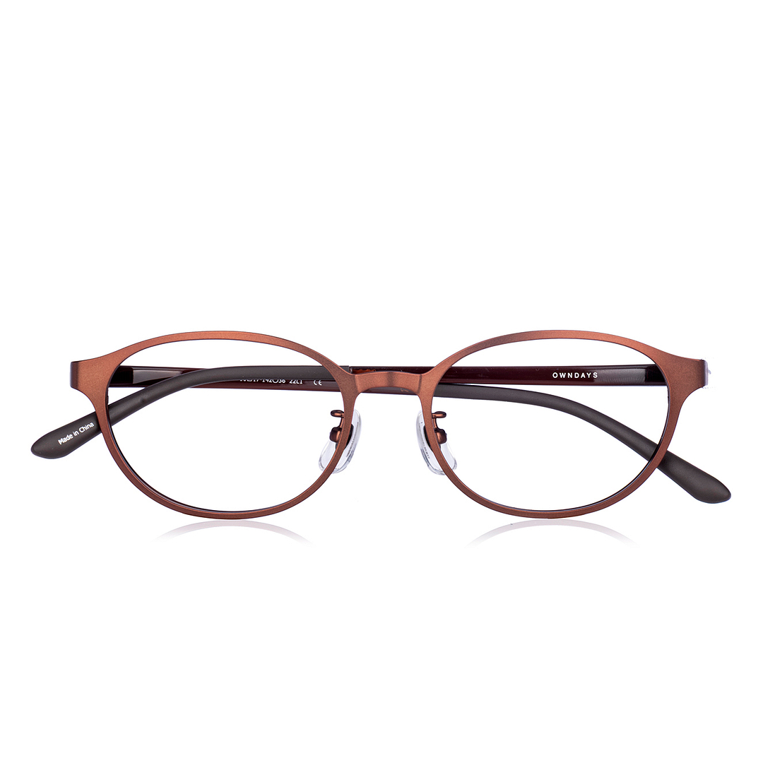 OWNDAYS | ESSENTIAL Matte Brown Full Rim Oval left side
