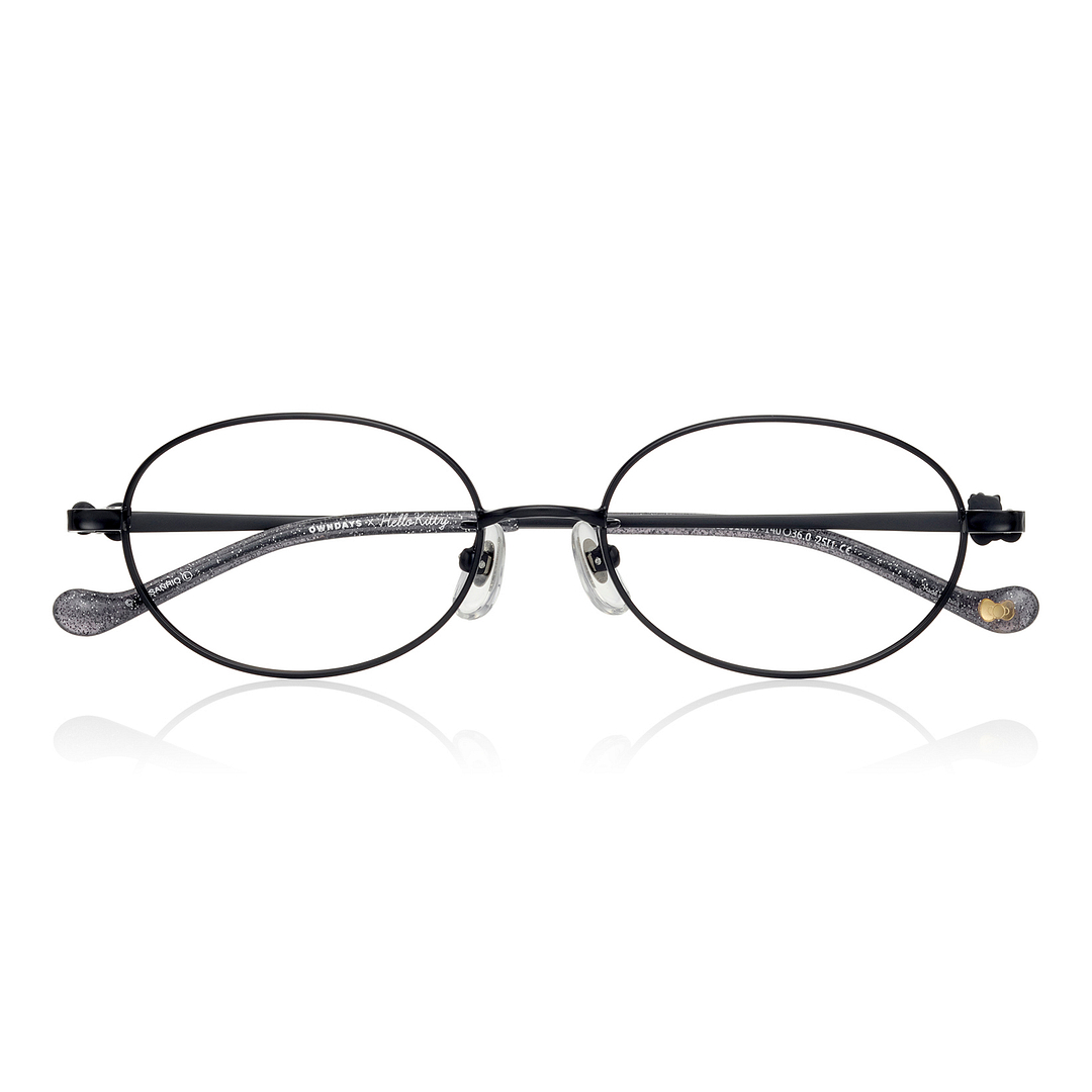 OWNDAYS & Hello Kitty Matte Black Full Rim Oval right side