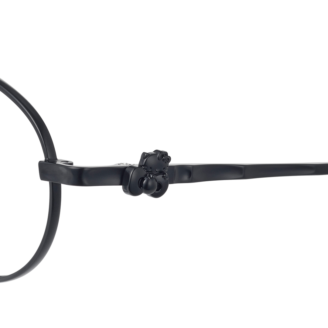 OWNDAYS & Hello Kitty Matte Black Full Rim Oval left side