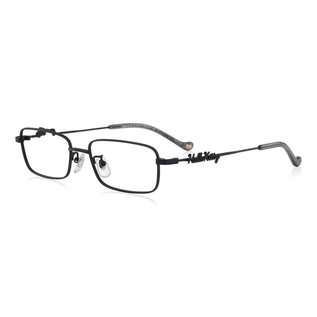 OWNDAYS & Hello Kitty Matte Black Full Rim Rectangle left side