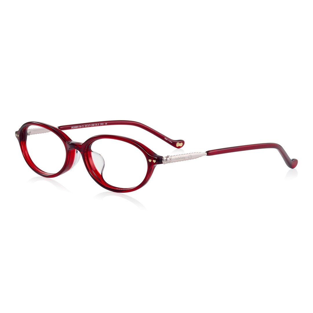 OWNDAYS & Hello Kitty Red Full Rim Oval left side