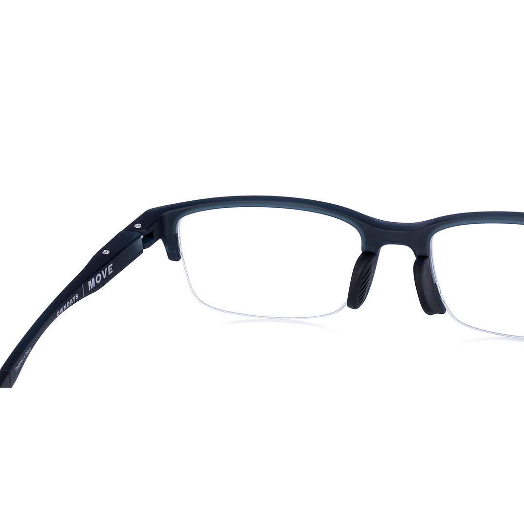 OWNDAYS | MOVE Matte Blue Half Rim Rectangle left side