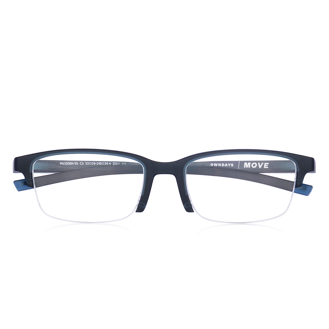 OWNDAYS | MOVE Matte Blue Half Rim Rectangle right side