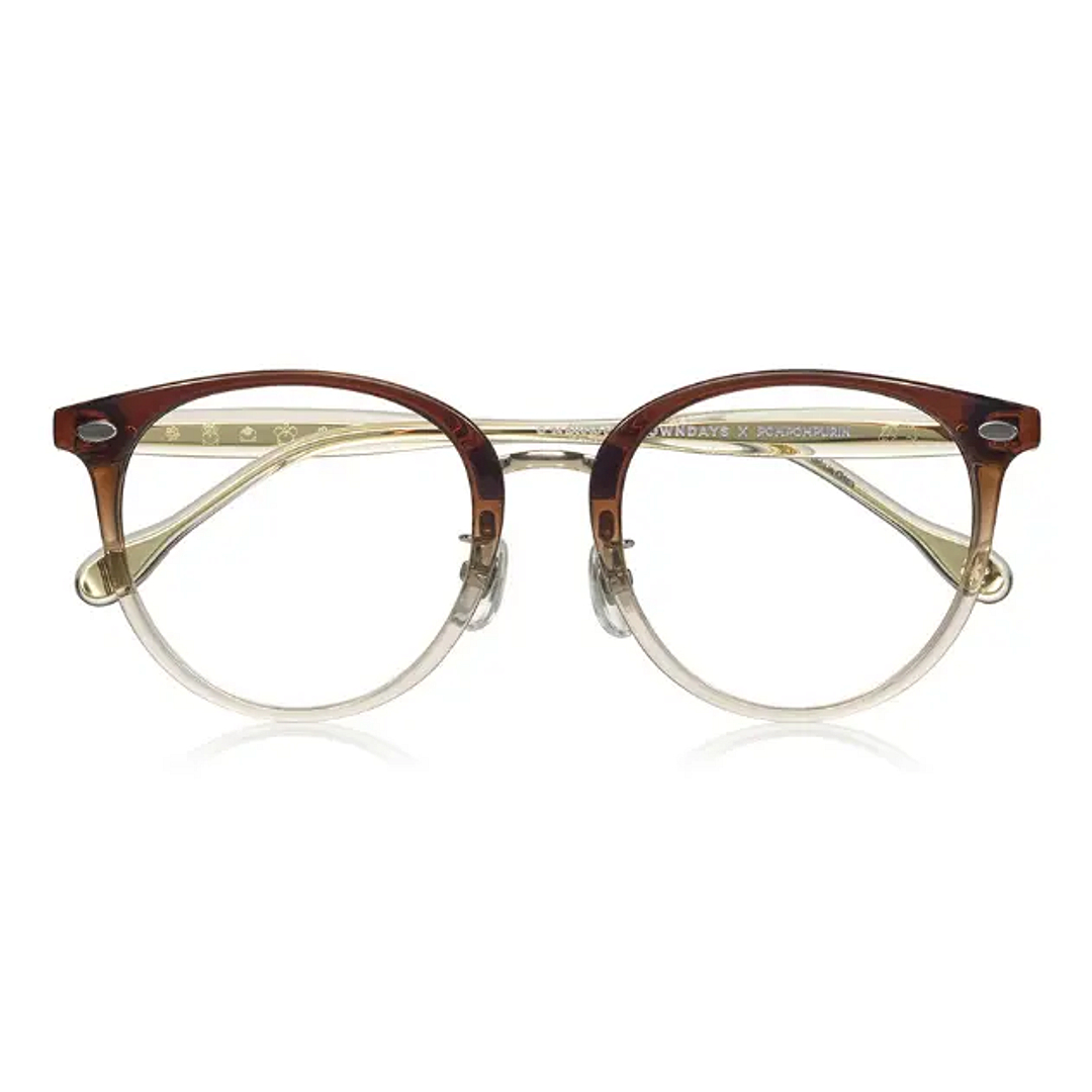 OWNDAYS & POMPOMPURIN Brown Halftone Full Rim Boston left side