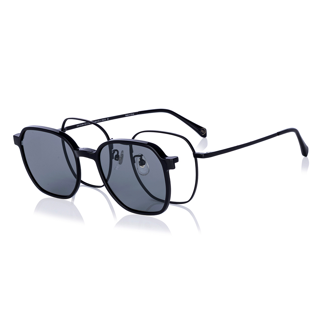 OWNDAYS | SUN Matte Black Full Rim Polygon left side