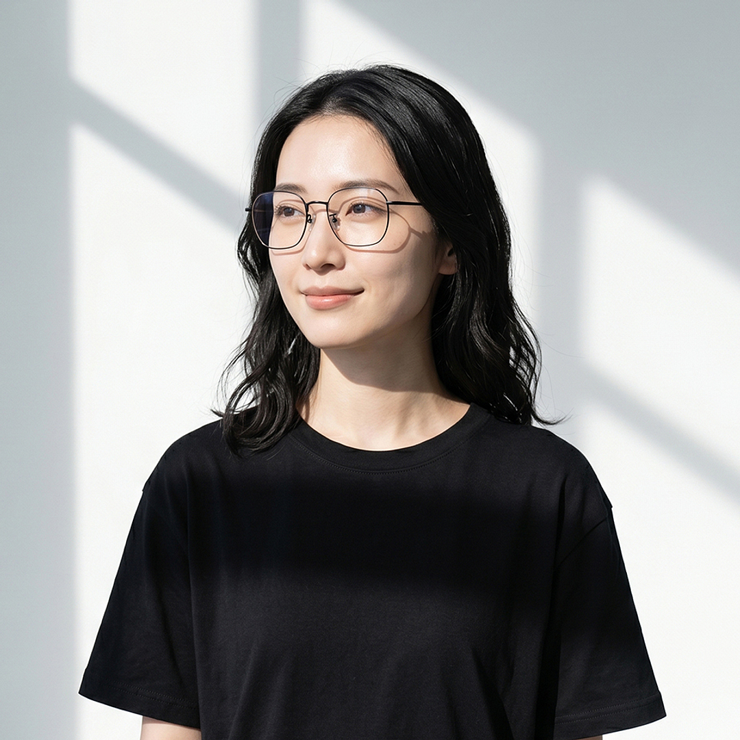 OWNDAYS | SUN Matte Black Full Rim Polygon left side