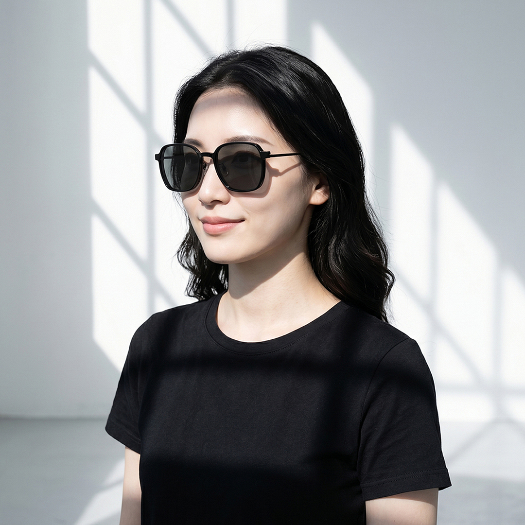 OWNDAYS | SUN Matte Black Full Rim Polygon right side
