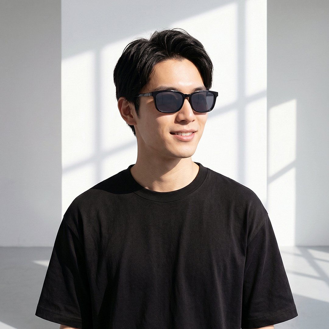 OWNDAYS | SUN Black Full Rim Rectangle left side