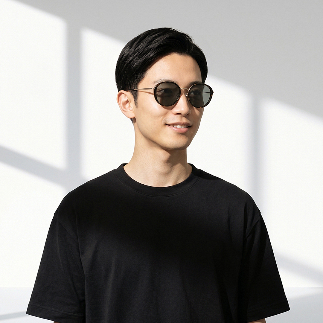 OWNDAYS | SUN Light Brown Full Rim Oval left side