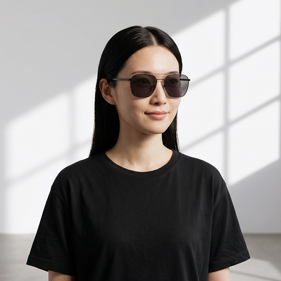 OWNDAYS | SUN Black Full Rim Rectangle left side