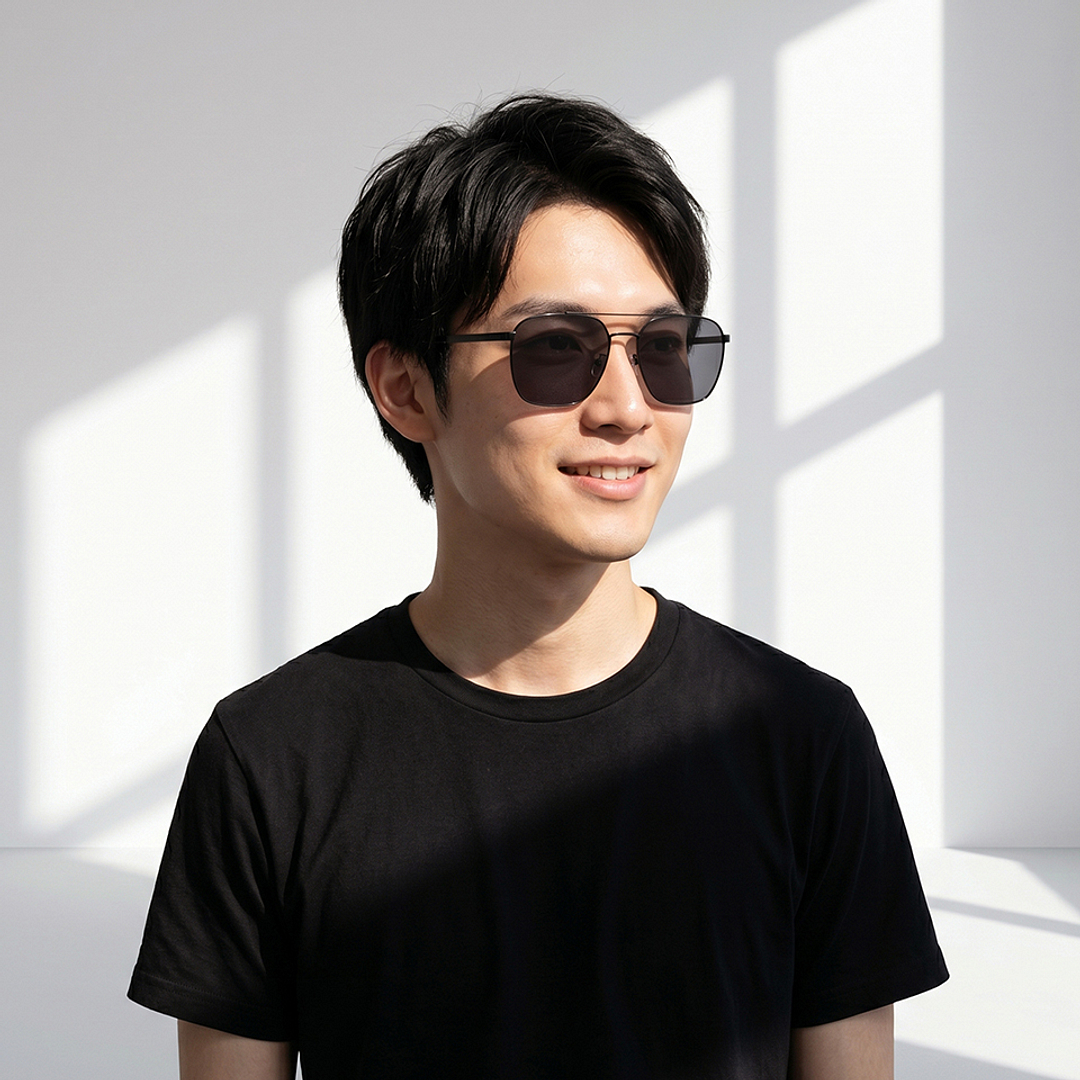 OWNDAYS | SUN Black Full Rim Rectangle left side