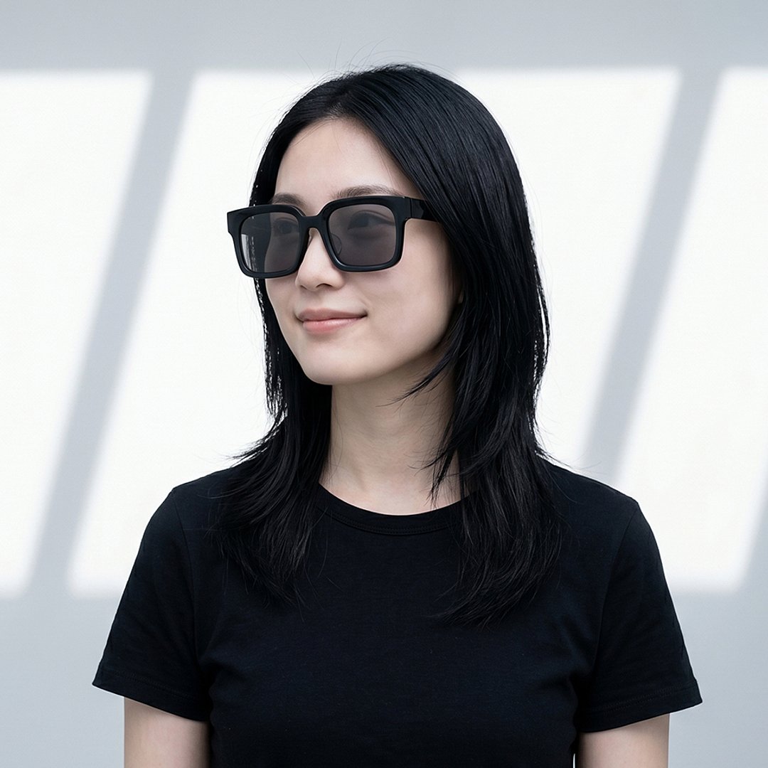 OWNDAYS | SUN Black Full Rim Rectangle left side