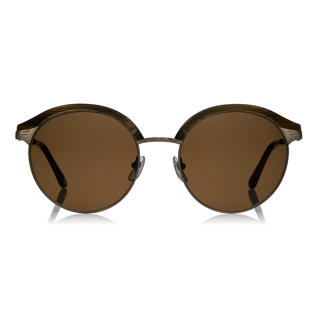 OWNDAYS | SUN Dark Brown Half Rim Browline left side