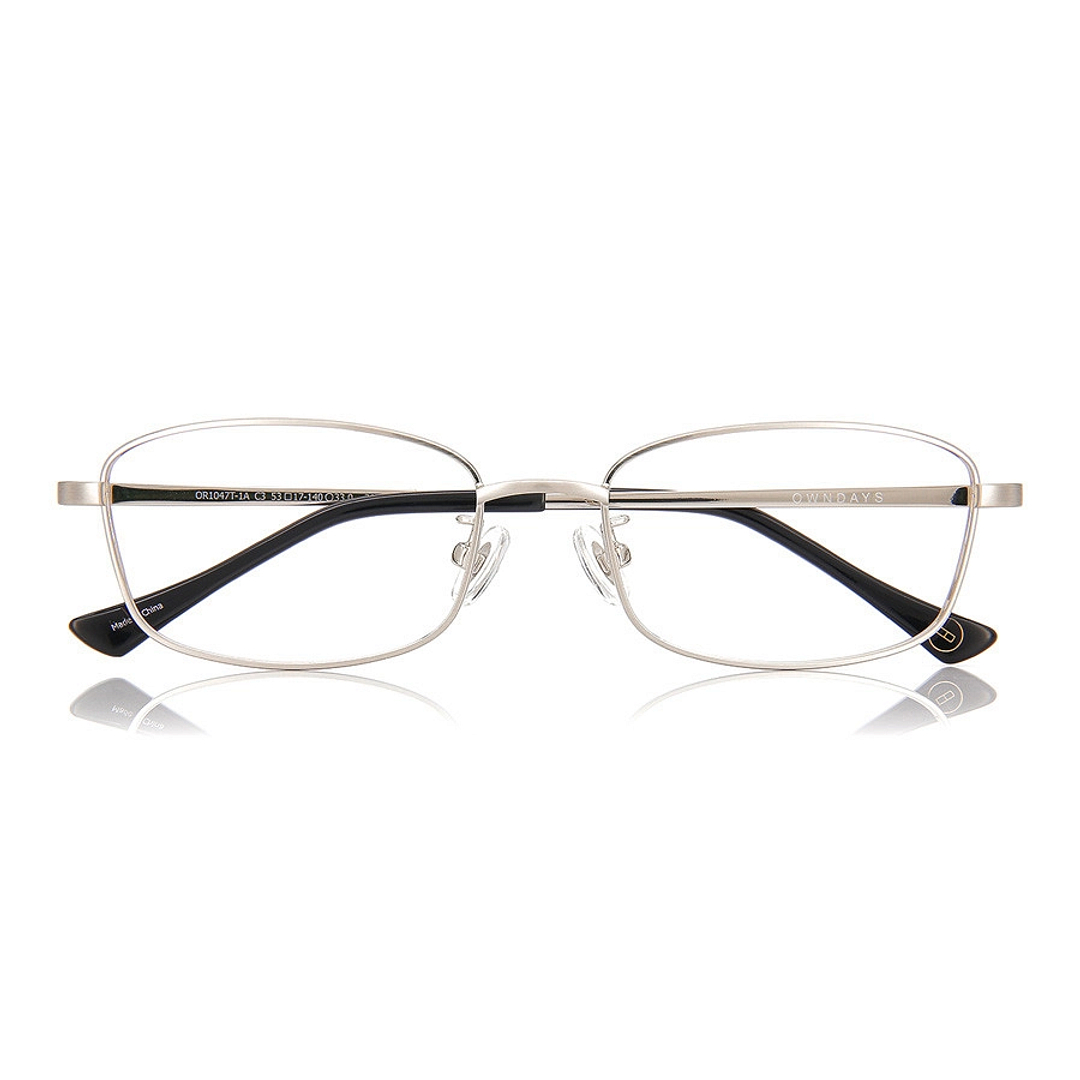 OWNDAYS | ESSENTIAL Silver Full Rim Rectangle right side