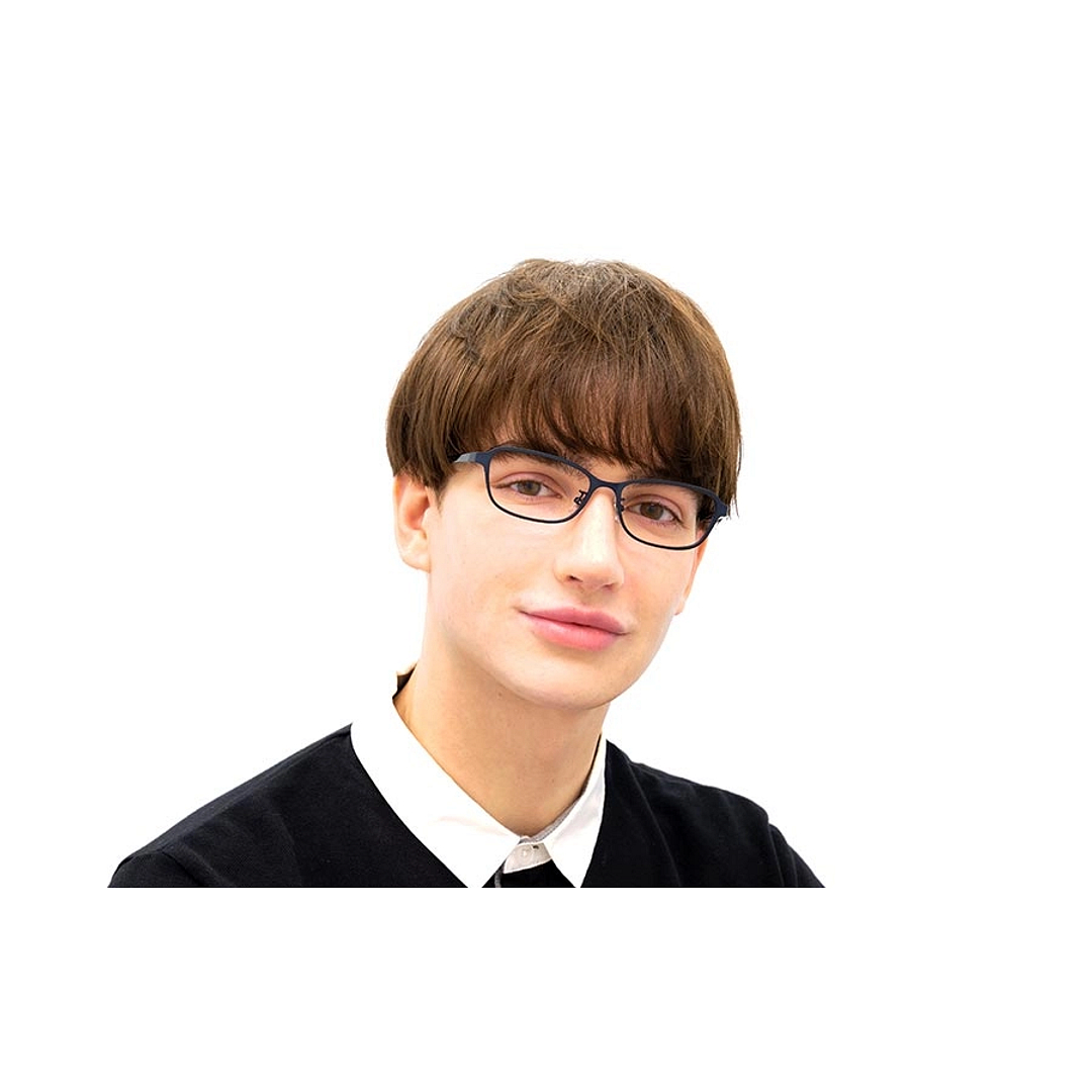 OWNDAYS | ESSENTIAL Matte Navy Full Rim Square left side