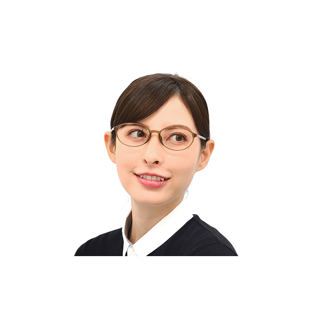 OWNDAYS | ESSENTIAL Beige Full Rim Oval left side