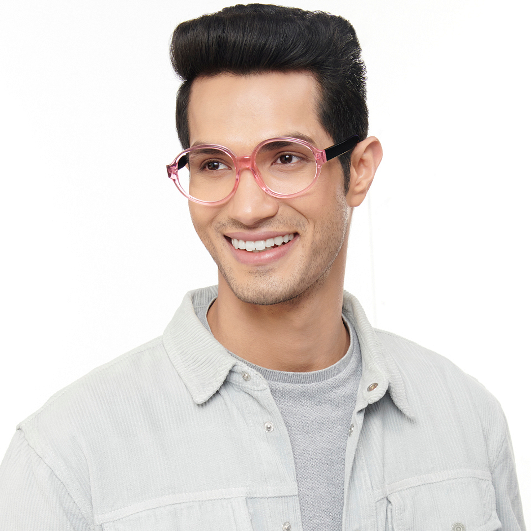 OJOS Pink Transparent Full Rim Round left side