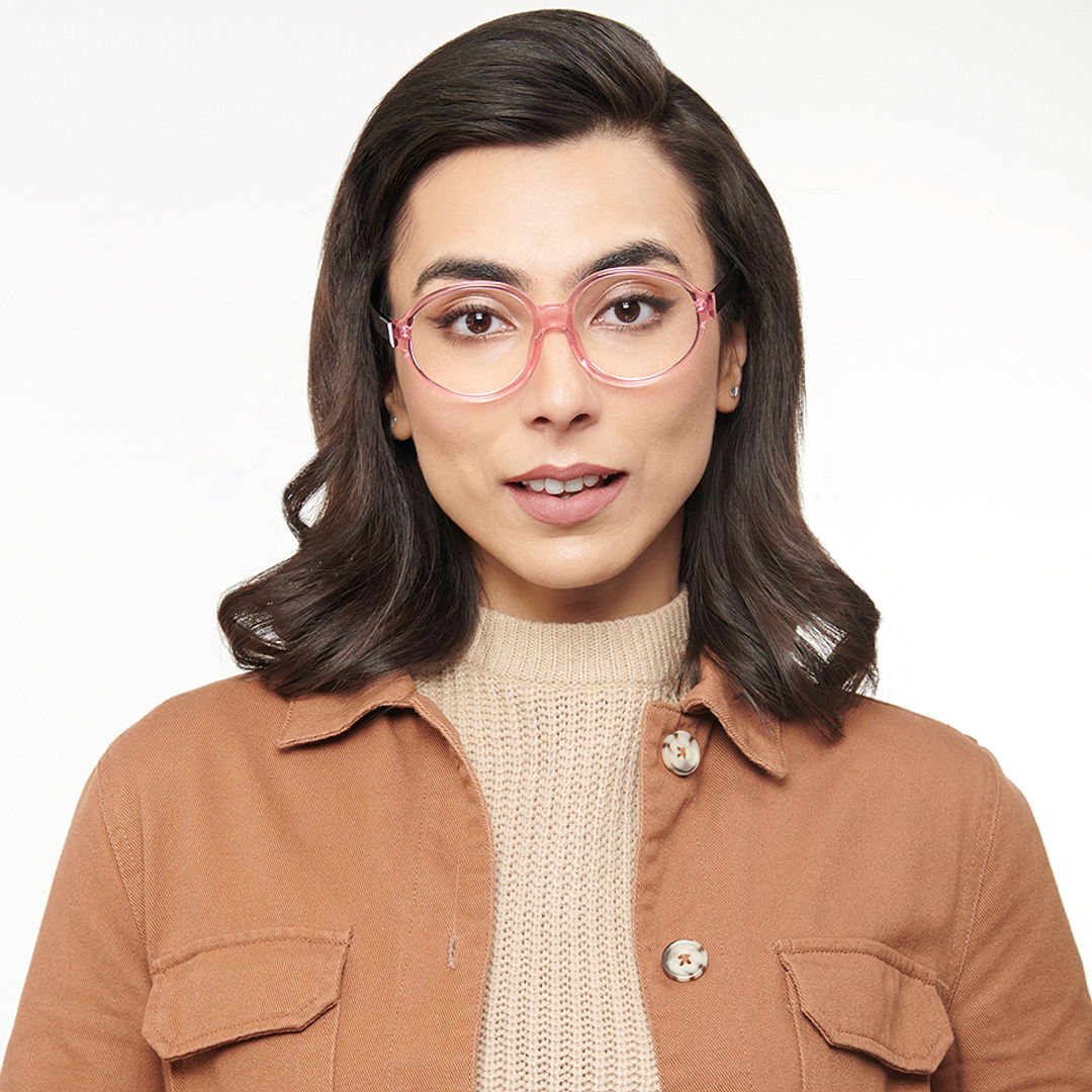 OJOS Pink Transparent Full Rim Round right side