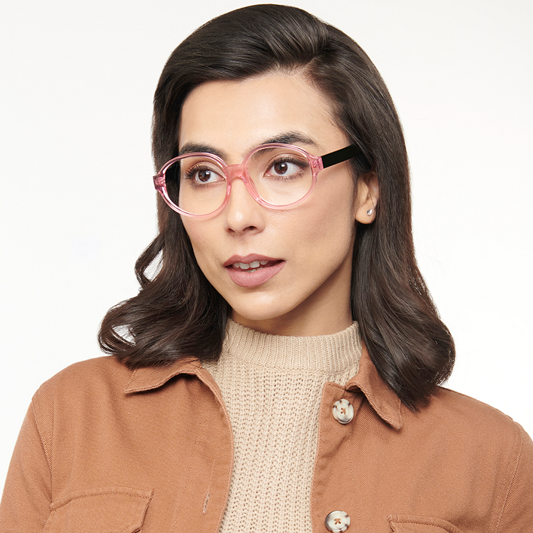 OJOS Pink Transparent Full Rim Round left side