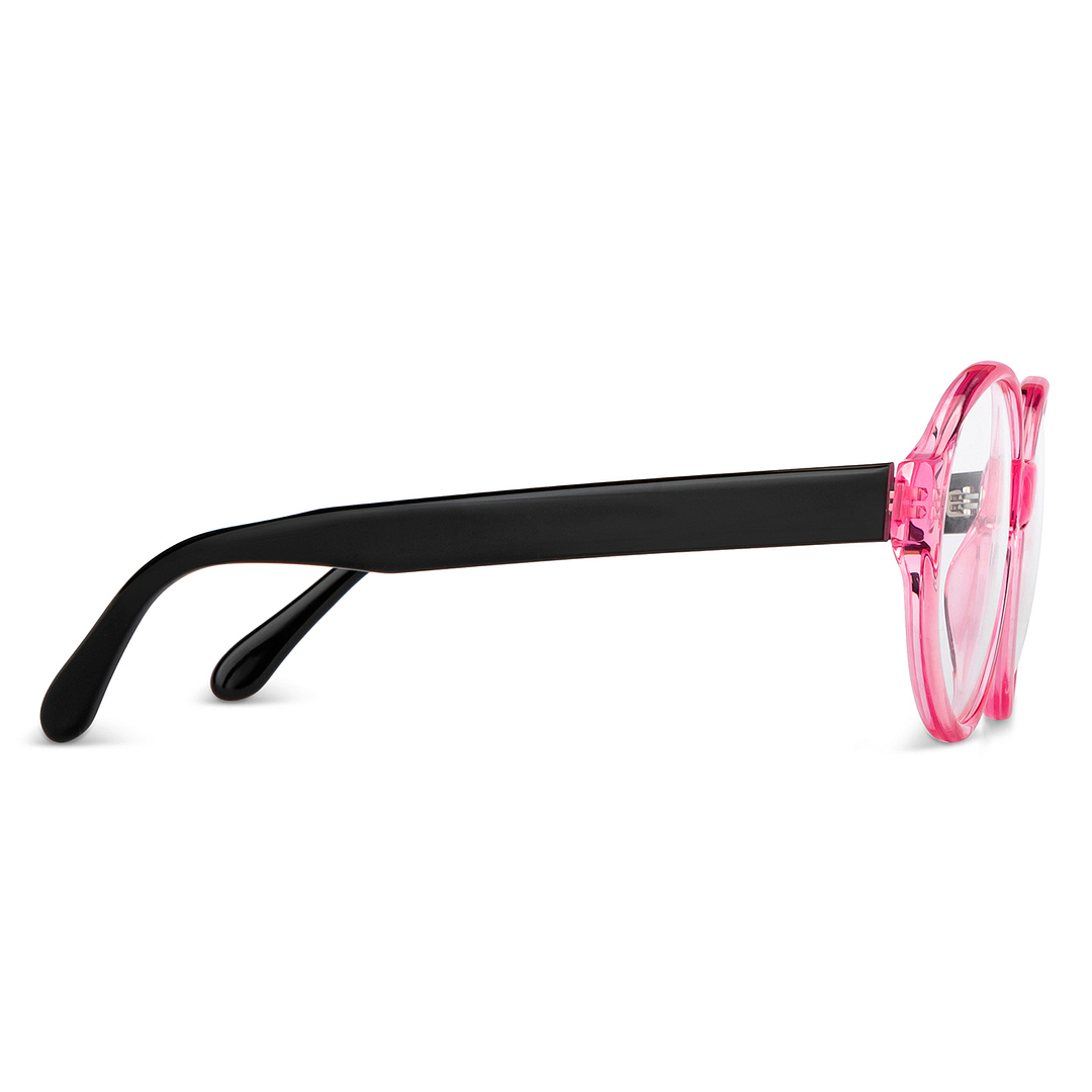 OJOS Pink Transparent Full Rim Round left side