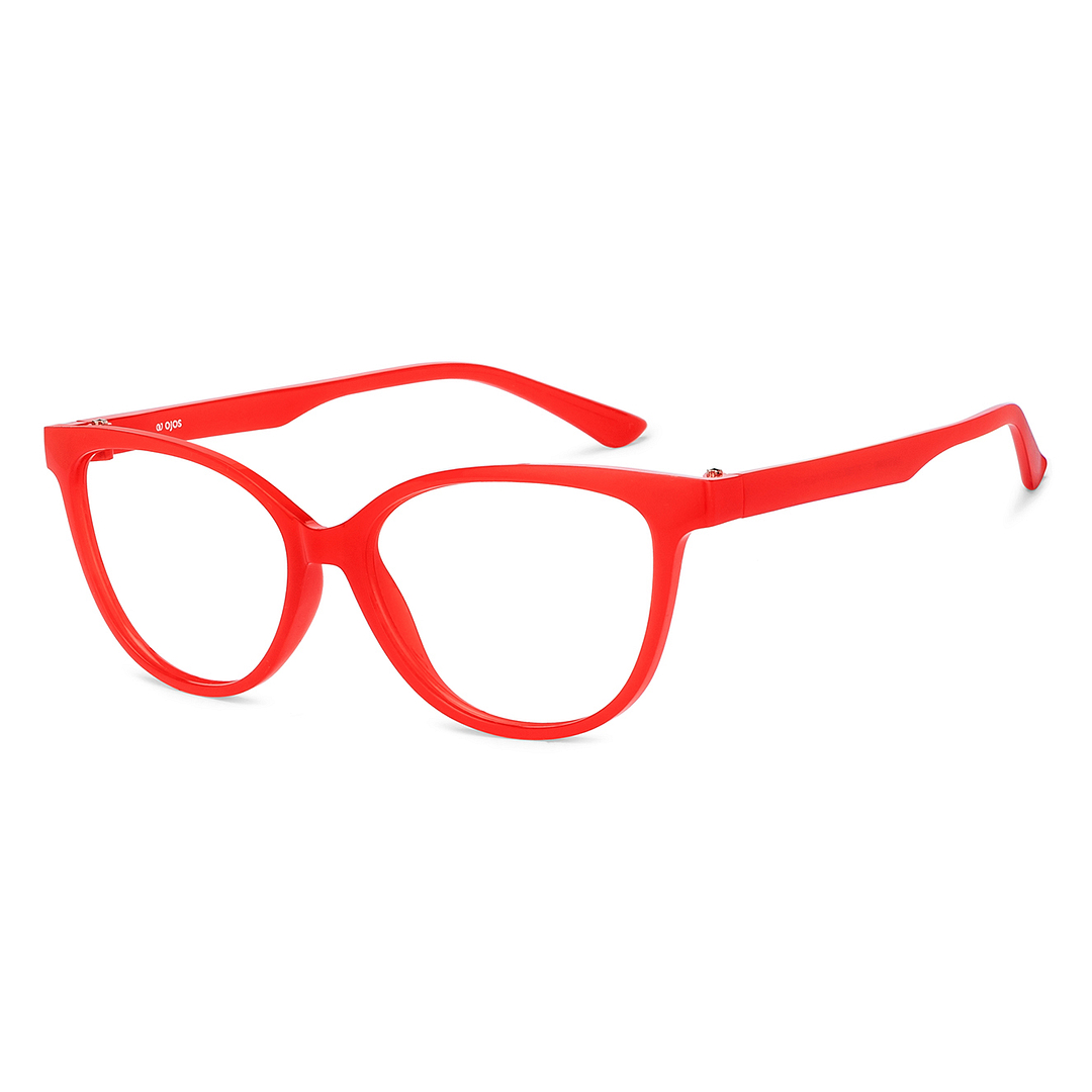 OJOS Red Transparent Full Rim Cat Eye right side