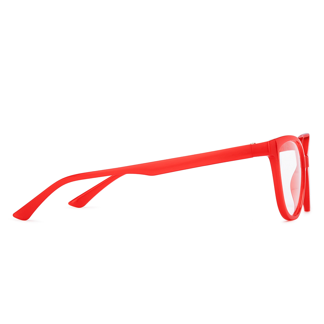 OJOS Red Transparent Full Rim Cat Eye left side