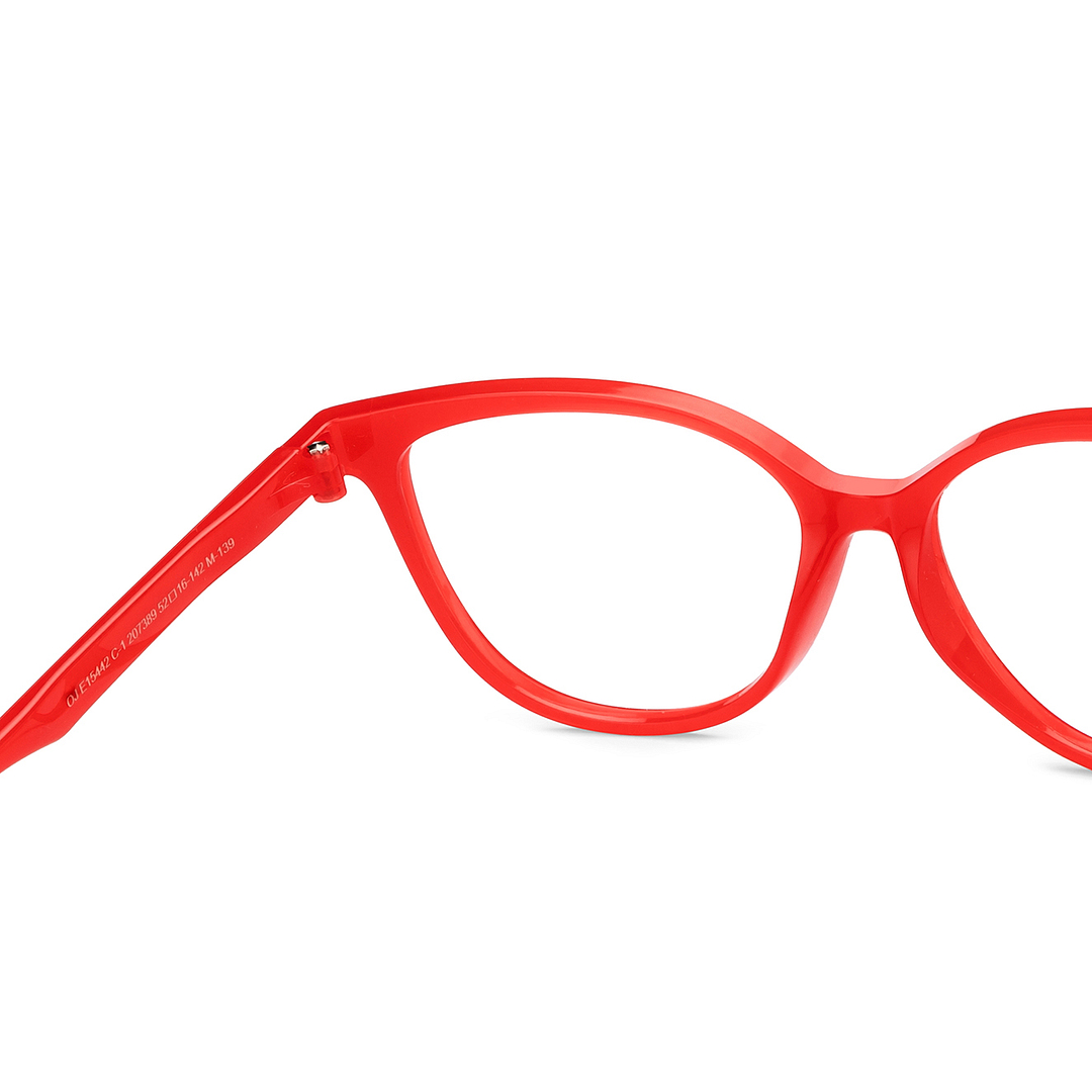 OJOS Red Transparent Full Rim Cat Eye right side