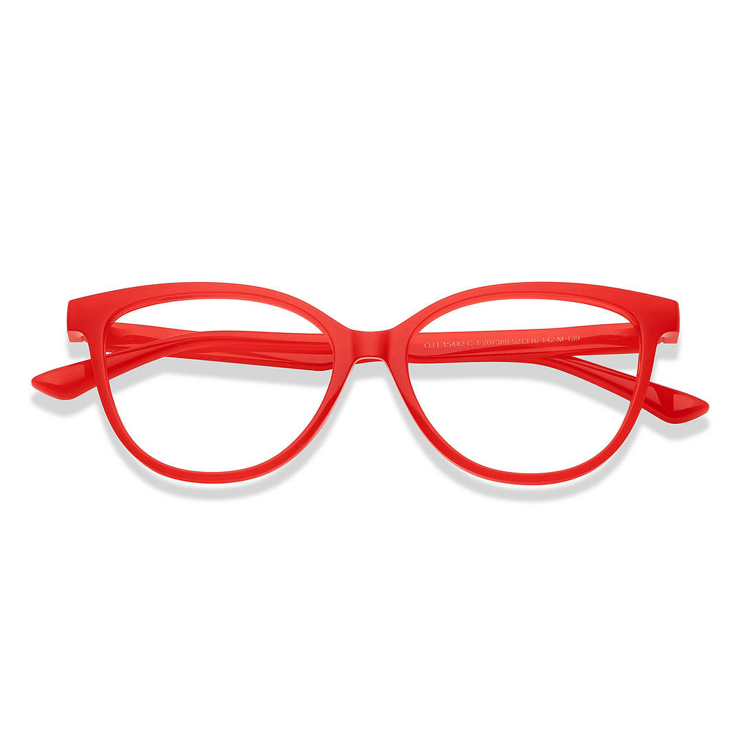 OJOS Red Transparent Full Rim Cat Eye left side