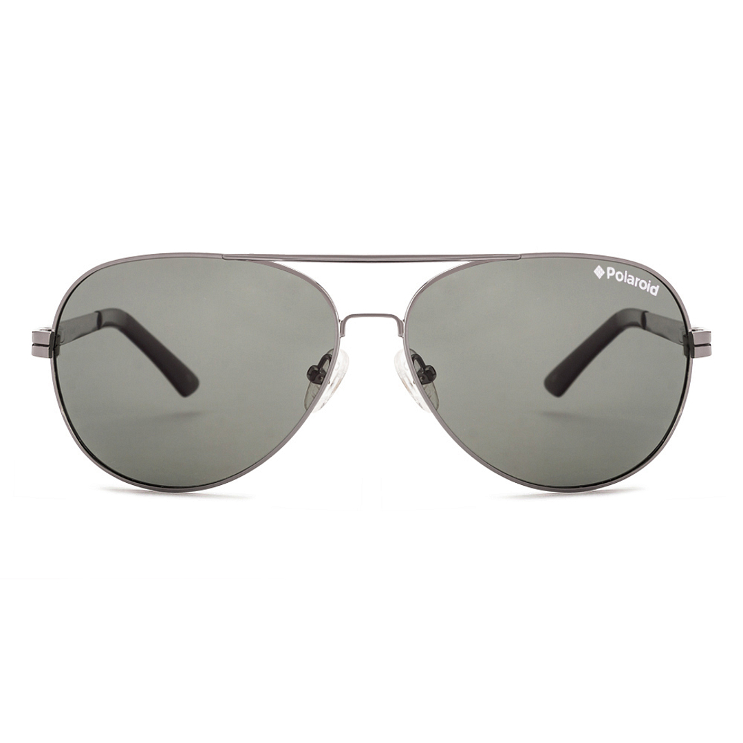 Polaroid Mid Gunmetal Full Rim Aviator left side