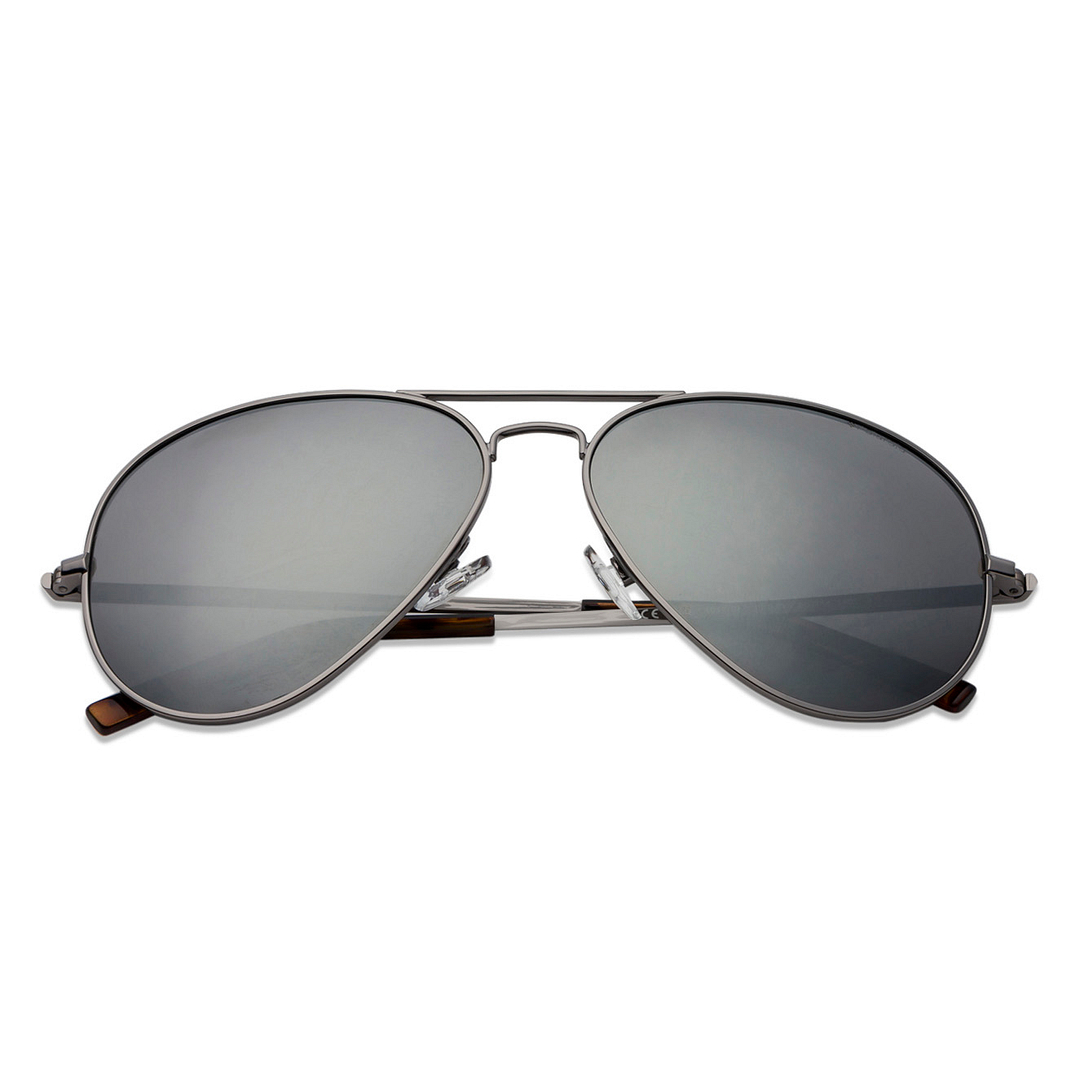Polaroid Mid Gunmetal Full Rim Aviator left side