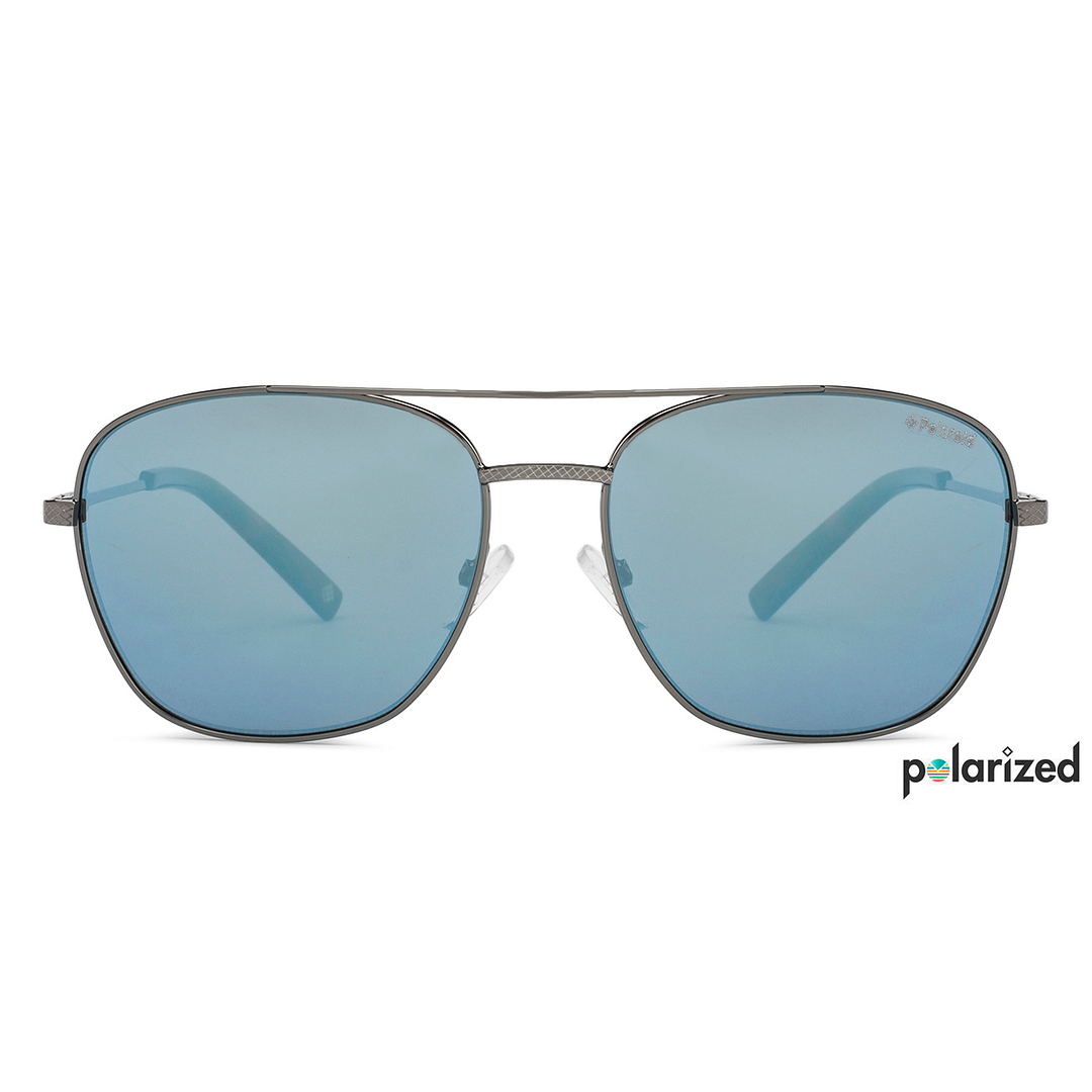 Polaroid Mid Gunmetal Full Rim Square left side