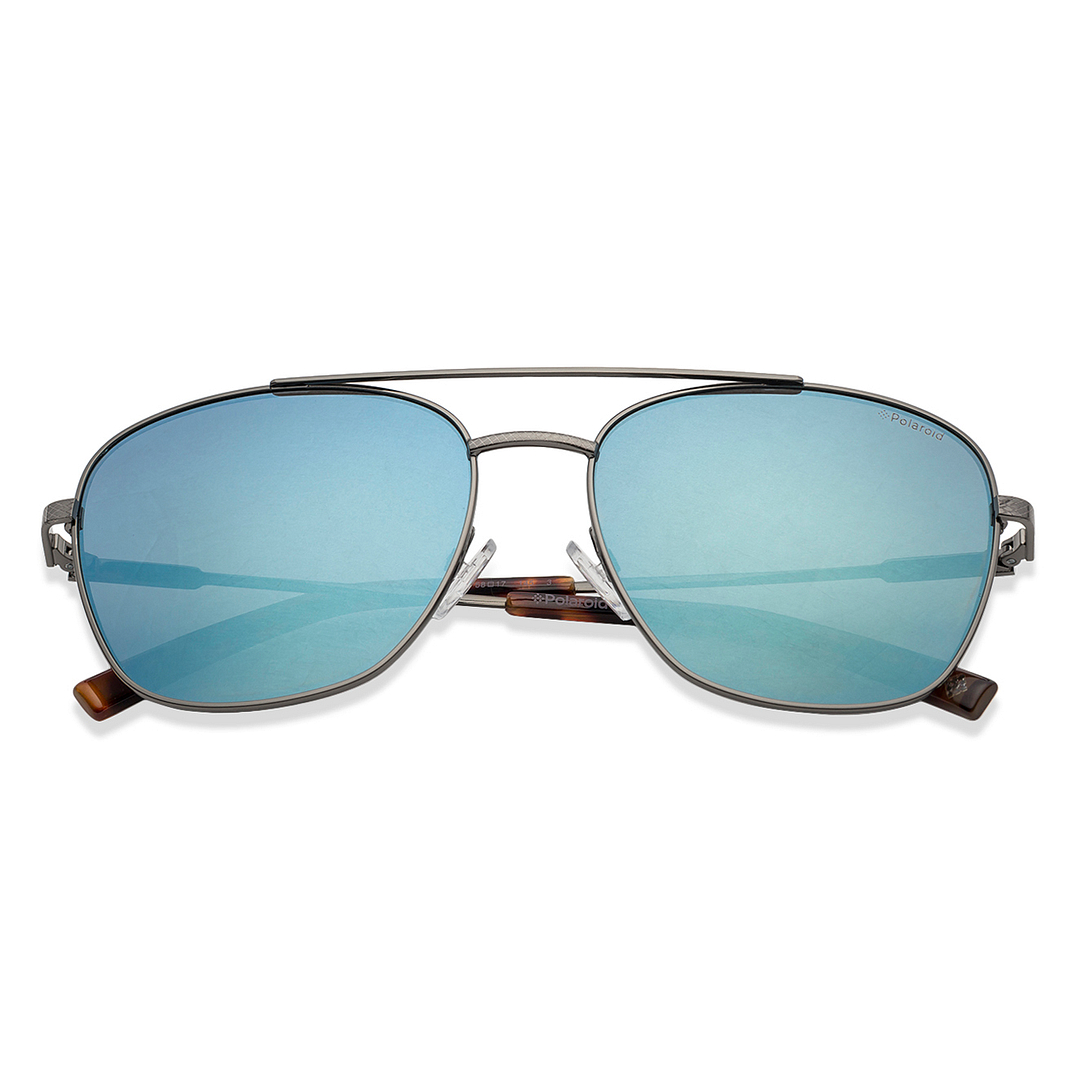 Polaroid Mid Gunmetal Full Rim Square left side