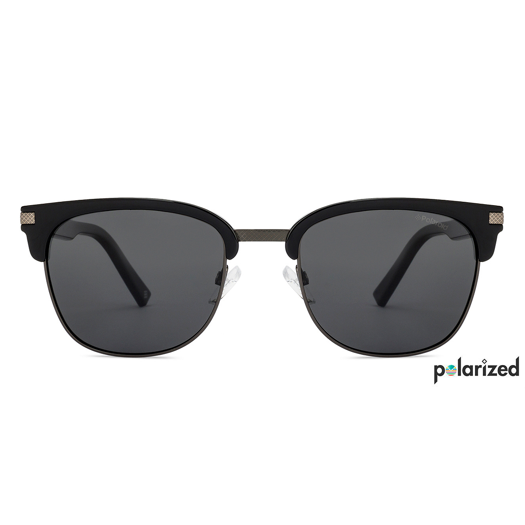 Polaroid Dark Gunmetal Full Rim Clubmaster left side