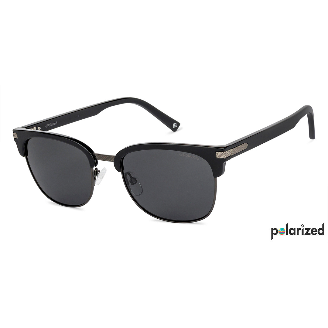 Polaroid Dark Gunmetal Full Rim Clubmaster left side