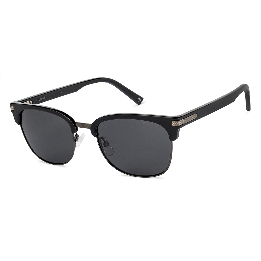 Polaroid Dark Gunmetal Full Rim Clubmaster left side