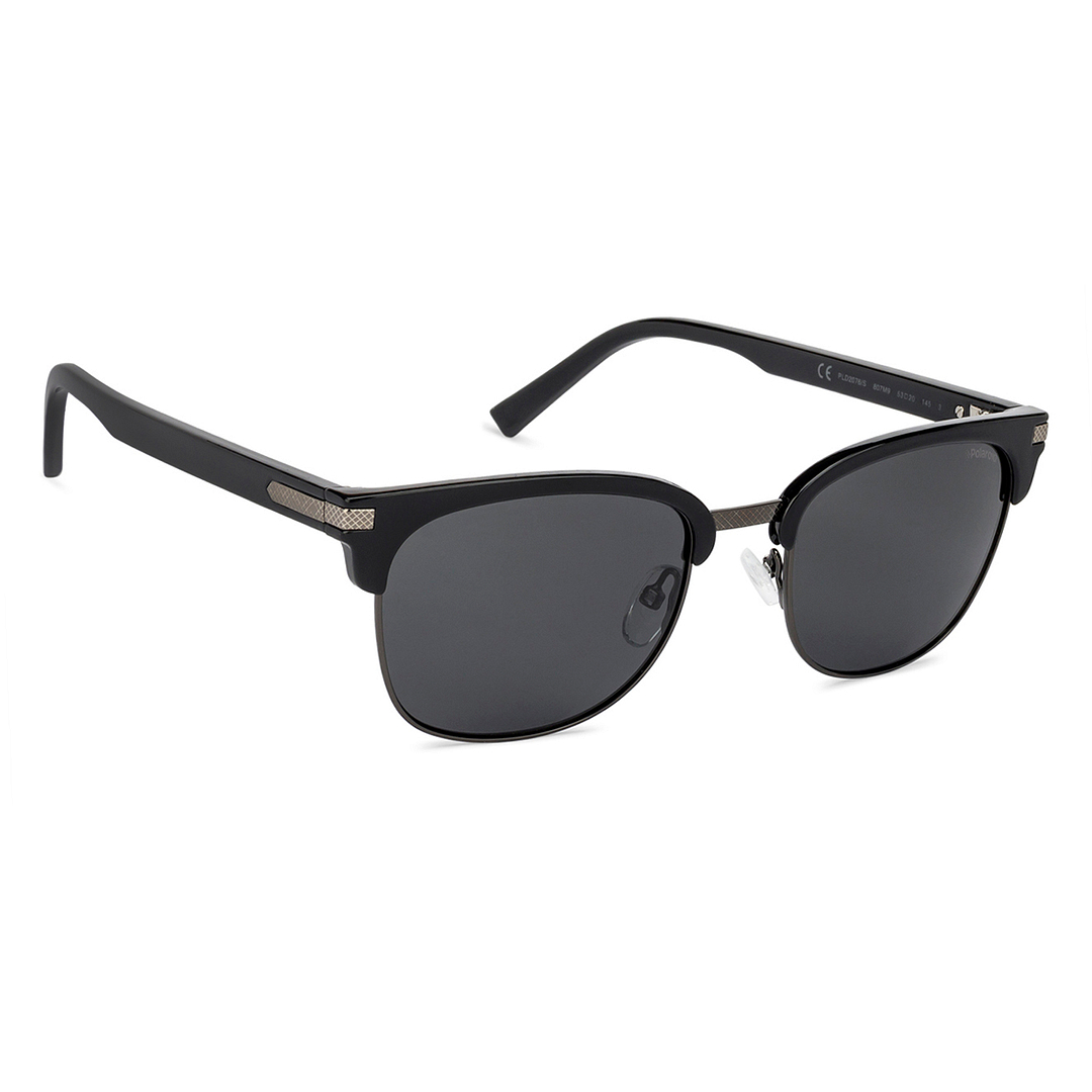 Polaroid Dark Gunmetal Full Rim Clubmaster right side