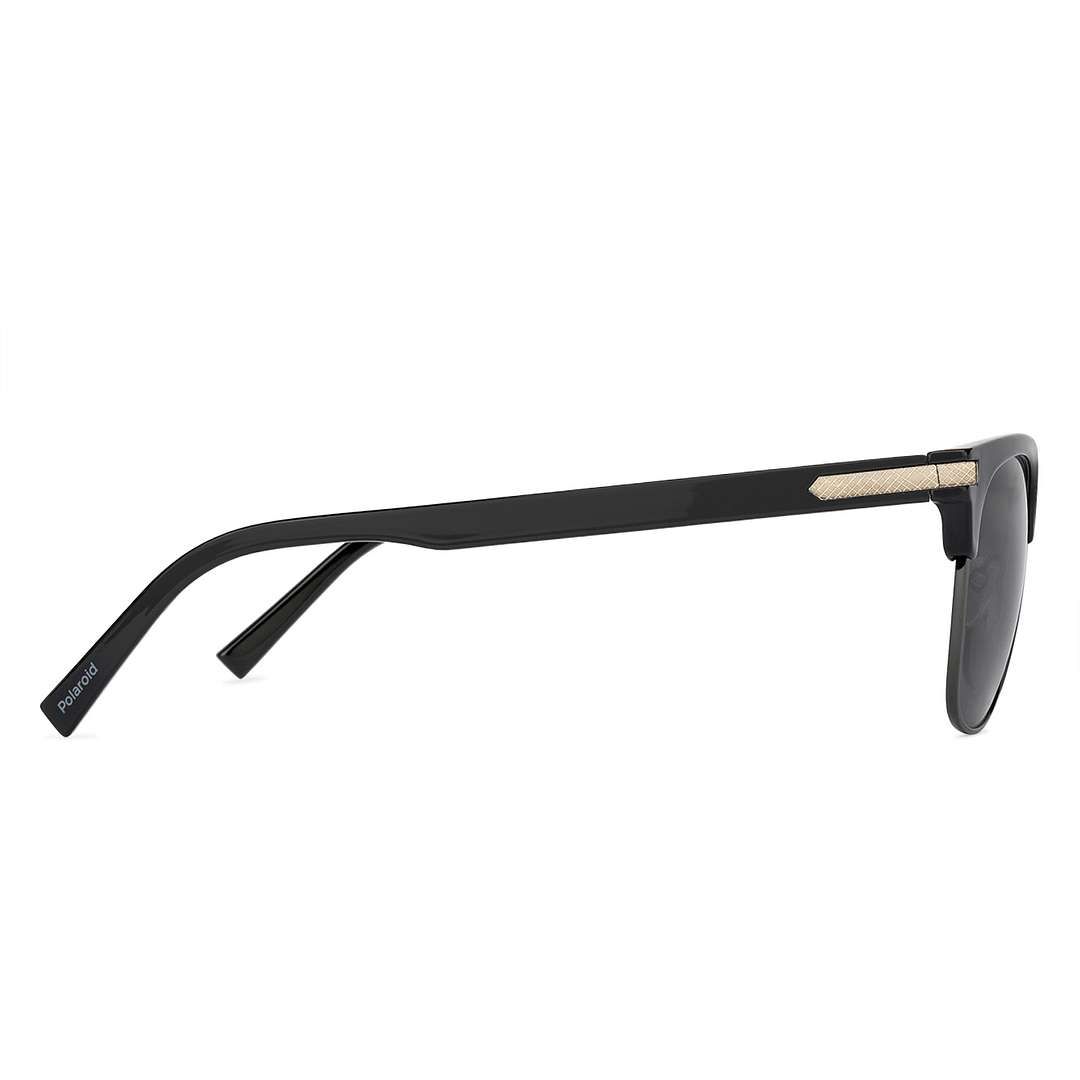 Polaroid Dark Gunmetal Full Rim Clubmaster left side