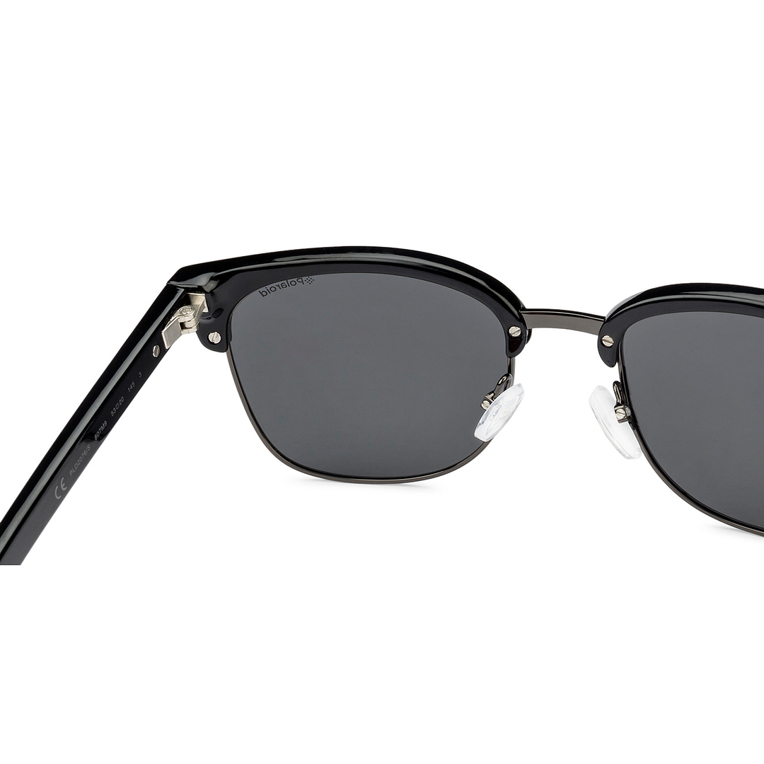 Polaroid Dark Gunmetal Full Rim Clubmaster right side