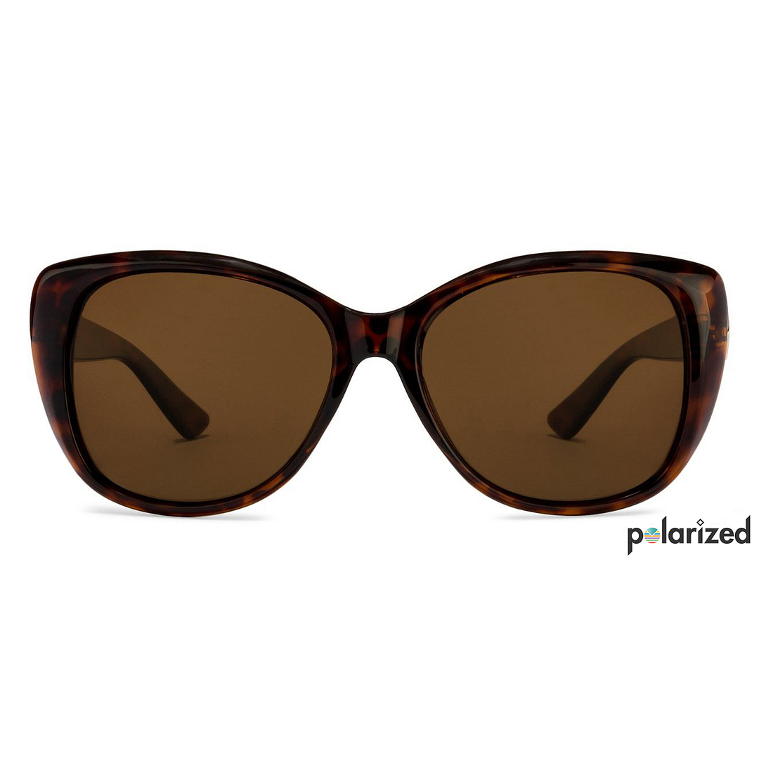 Polaroid Light Brown Full Rim Cat Eye left side