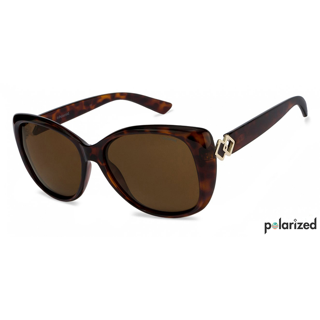 Polaroid Light Brown Full Rim Cat Eye left side