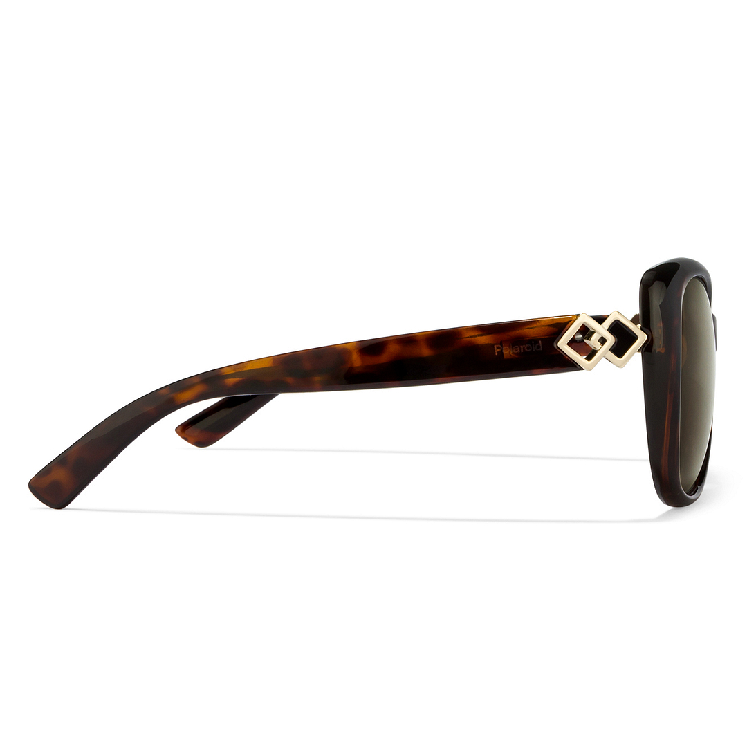 Polaroid Light Brown Full Rim Cat Eye left side