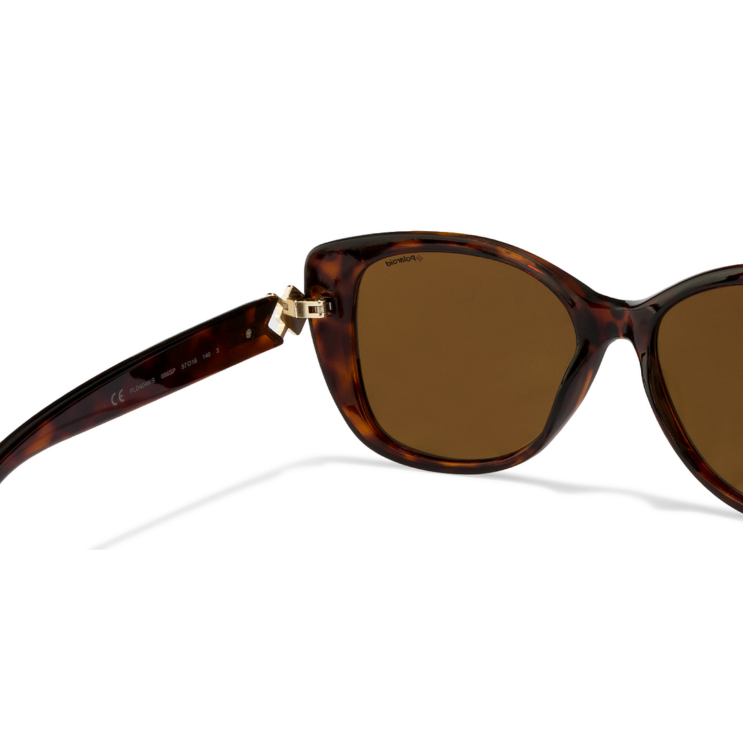 Polaroid Light Brown Full Rim Cat Eye right side