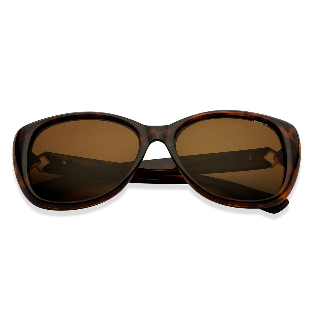Polaroid Light Brown Full Rim Cat Eye left side