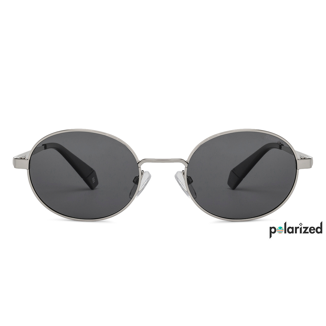 Polaroid Mid Gunmetal Full Rim Round left side