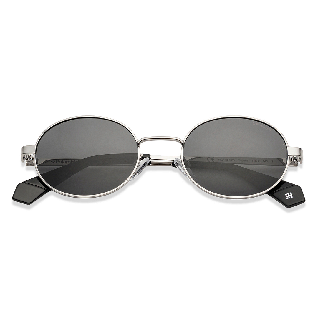 Polaroid Mid Gunmetal Full Rim Round left side