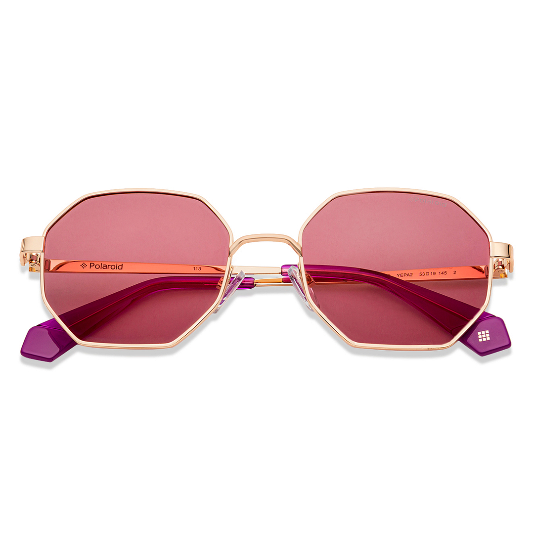 Polaroid Gold Full Rim Hexagonal left side