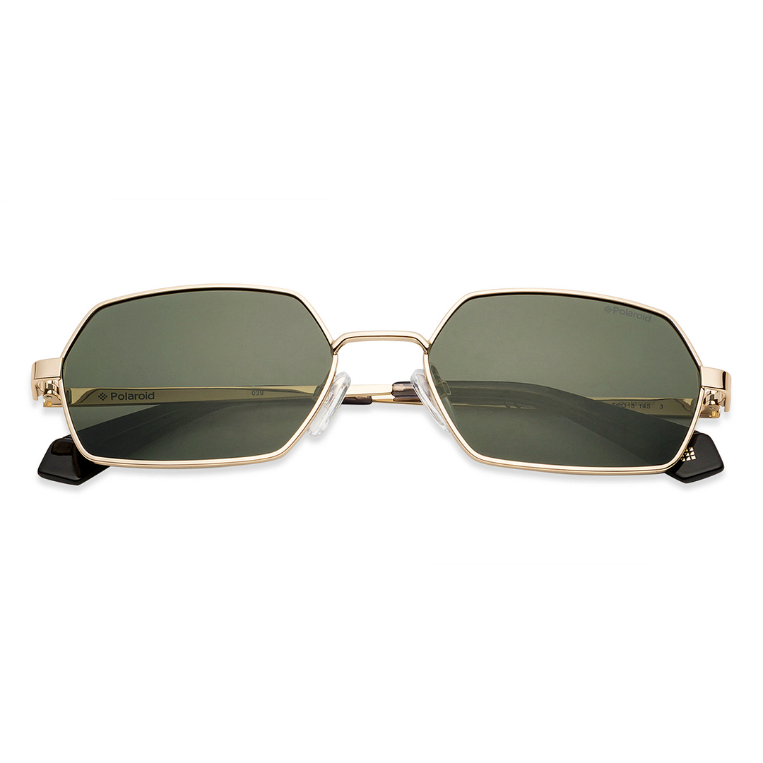 Polaroid Gold Full Rim Hexagonal left side