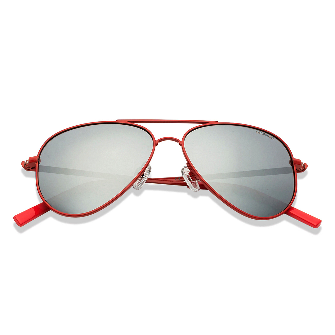 Polaroid Red Full Rim Aviator left side