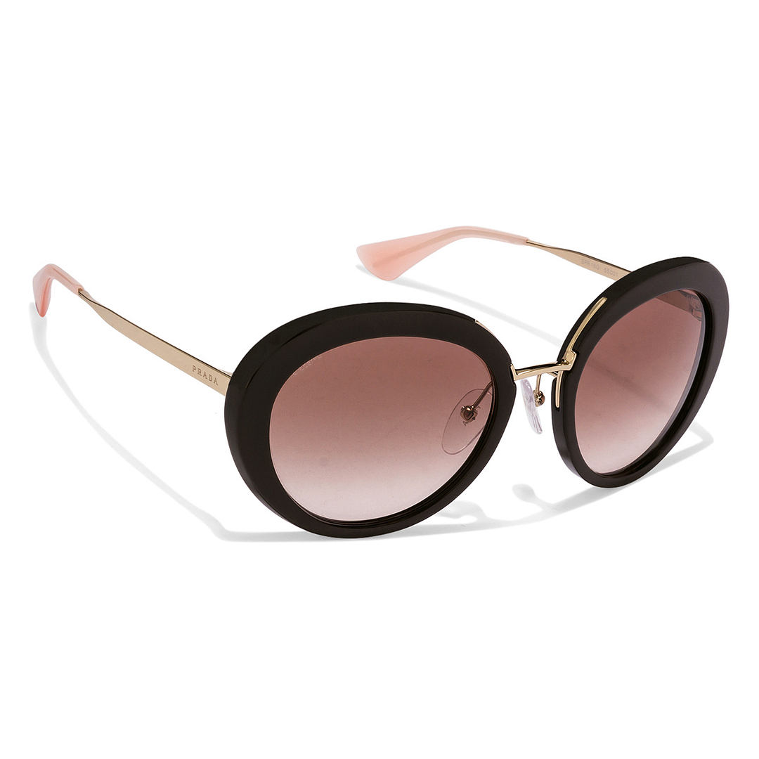 Prada Golden Brown Full Rim Oval left side