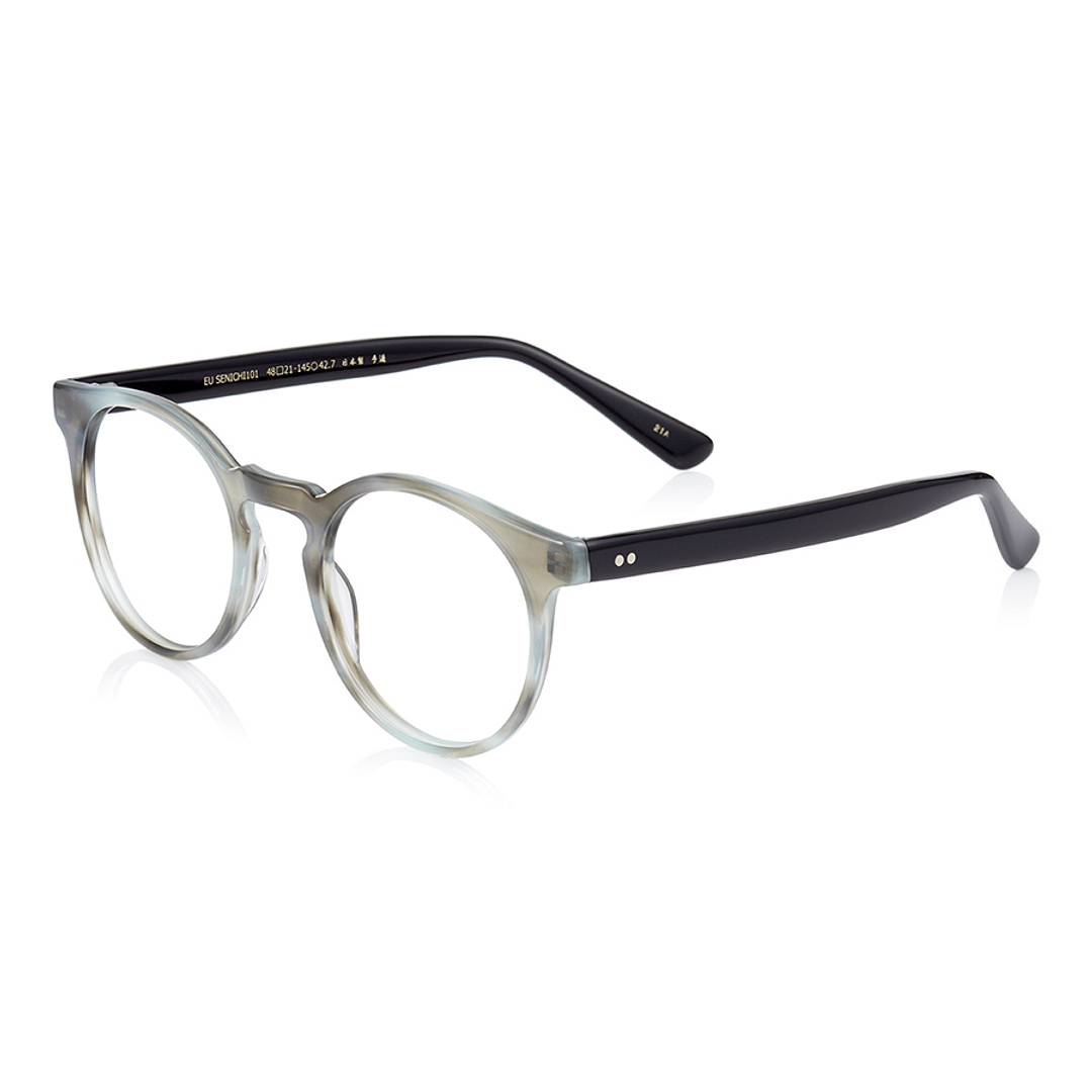 Senichisaku Light Gray Full Rim Boston left side